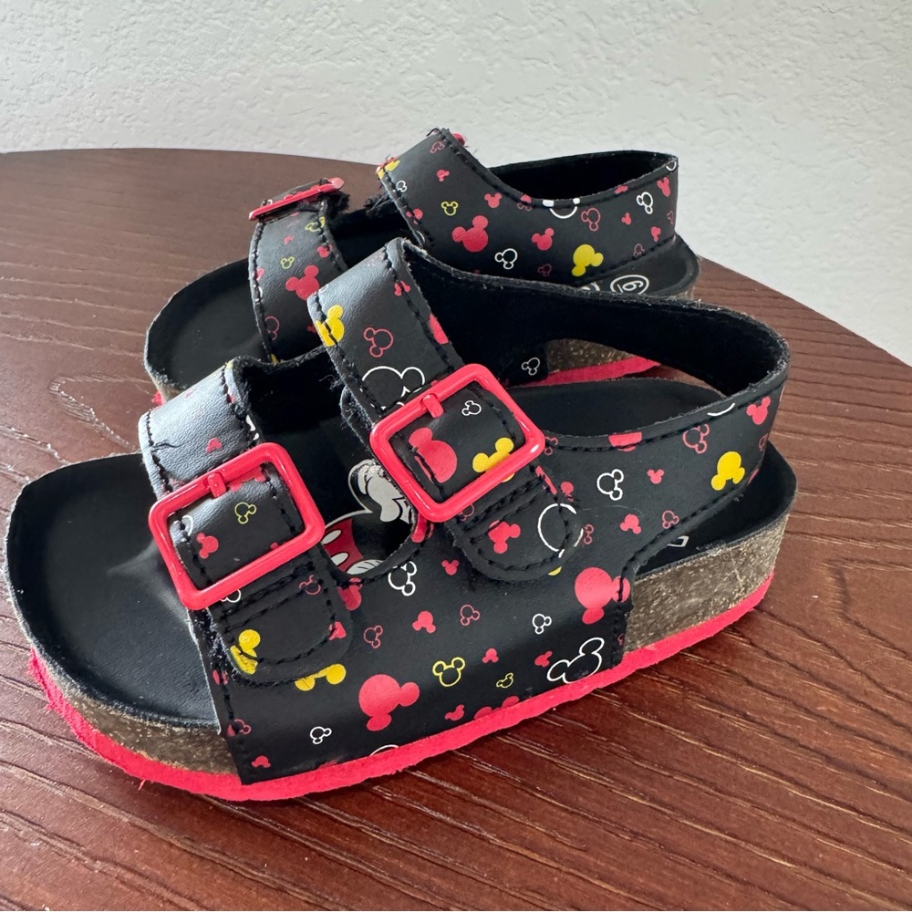 Mickey Mouse Baby Toddler Black and Red Beach Sandals Size 6 Kids Boys Girls
